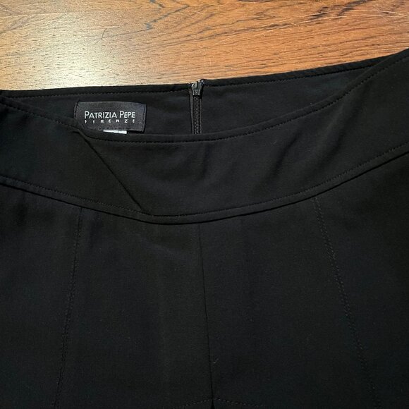 Patrizia Pepe Black A-Line Skirt, Size 42, Inverted Peats, Back Slit - Picture 6 of 7